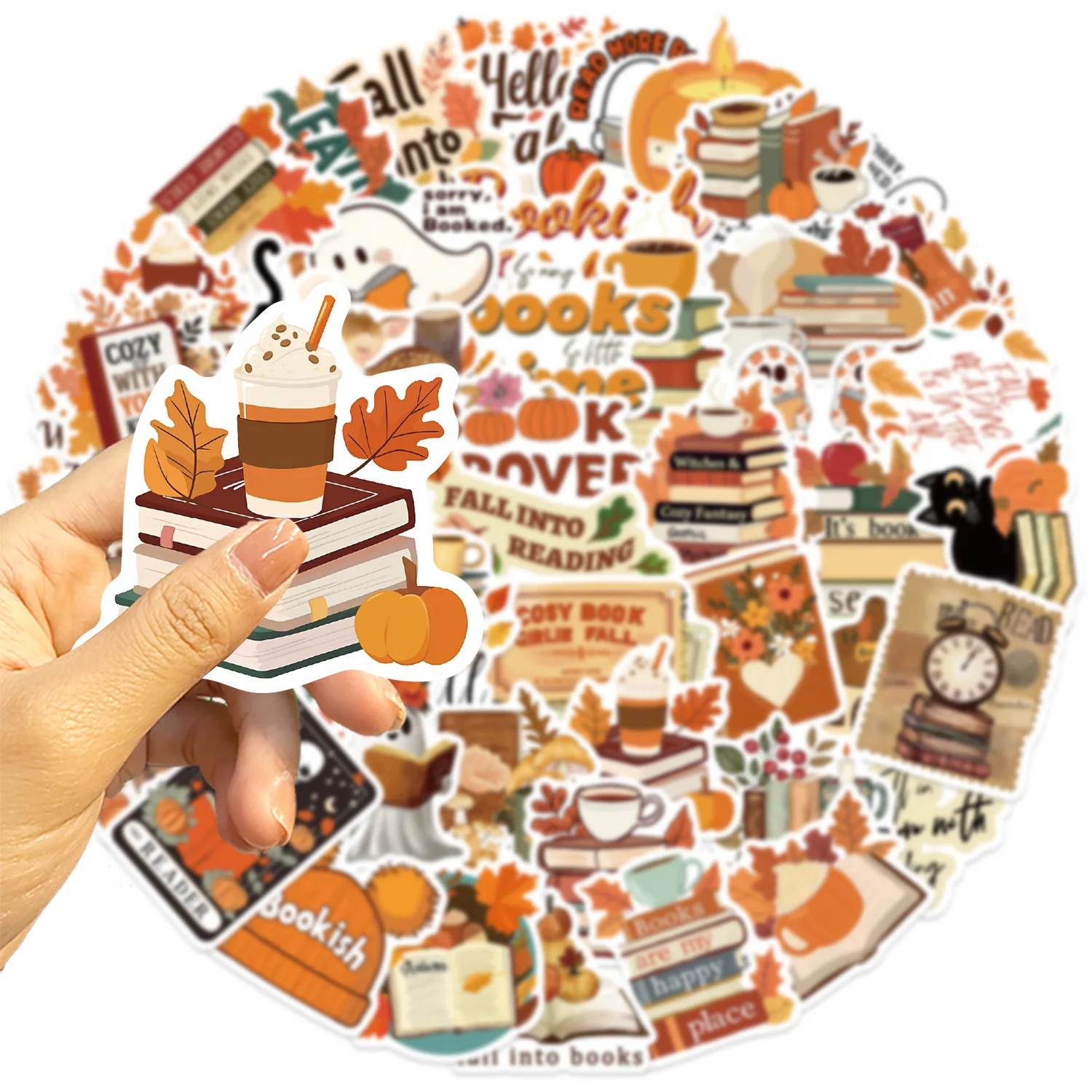 10/50pcs Lovely Autumn Fall Bookish Stickers Book Reading Decals DIY Scrapbooking Notebook Laptop Phone Car Decorative Sticker