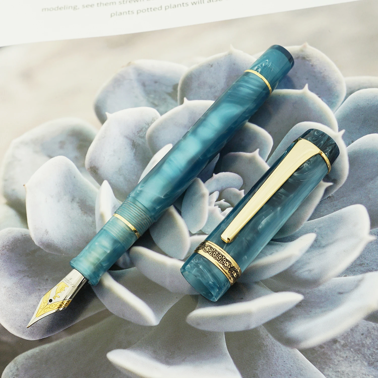 ใหม่ Kaigelu 316A Celluloid Fountain ปากกาที่สวยงามสีฟ้ารูปแบบหินอ่อน Iridium EF/F/M Nib ปากกาเขียน Office ธุรกิจหมึกปากกา