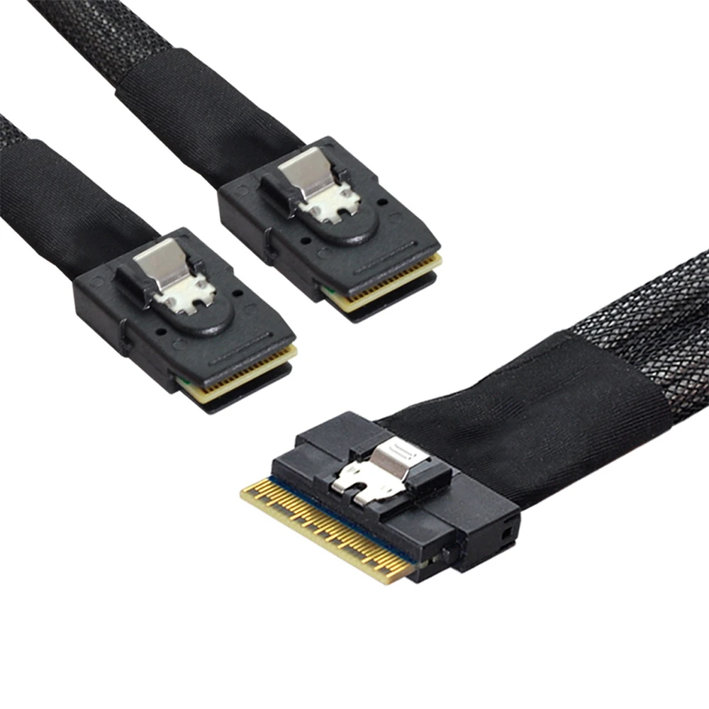 

PCI-E Ultraport Slimline SAS Slim 4.0 SFF-8654 8i 74pin to Dual SFF-8087 Mini SAS Cable PCI-Express