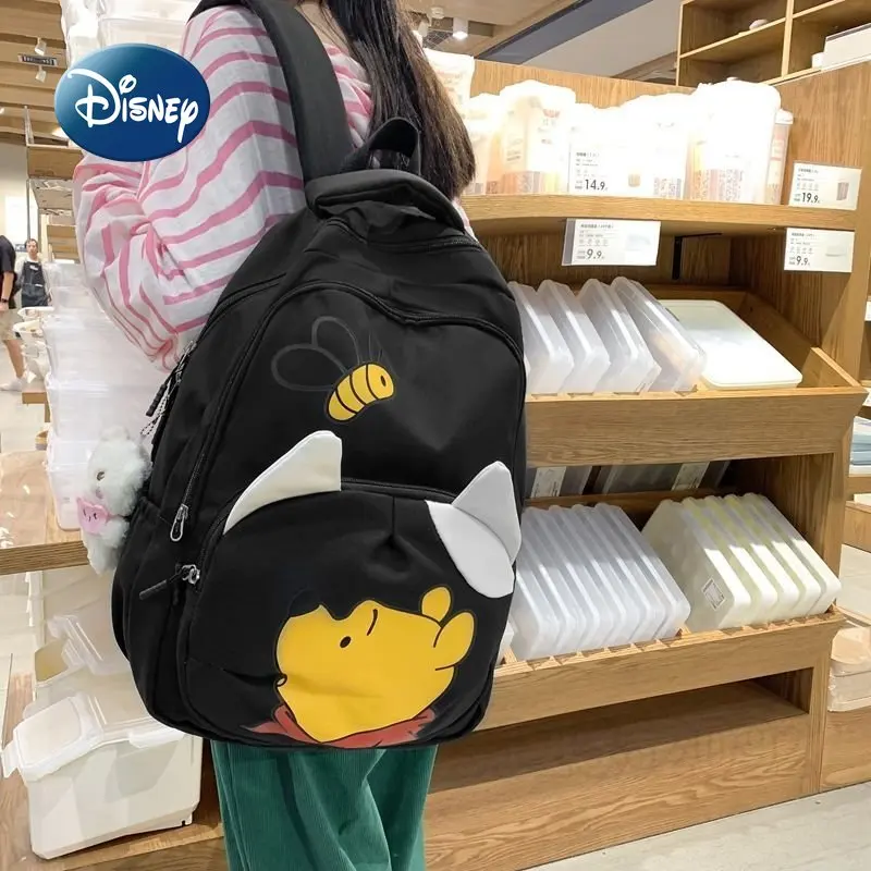 

Disney Pooh Bear New Backpack Luxury Brand Women's Backpack Large Capacity High Quality Fashion Leisure Girls' Schoolbag