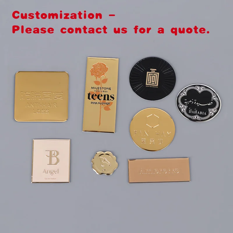 custom.Custom Luxury Waterproof 3D Embossed Aluminum Alloy Stickers Jar Private Roll Labels Design Metal Perfume Labe