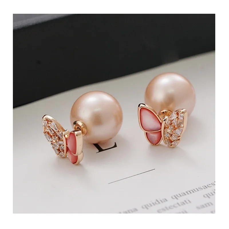 

Internet Celebrity Explosion Temperament Butterfly Curved Surface Color Shell Two Wear Earrings Fashion High Sense Versatile Lig