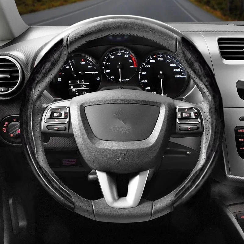 Funda de Volante de Madera Compatible con Seat Ibiza, Arona, Leon, Leon Sportstourer, Ateca y Otros Modelos
