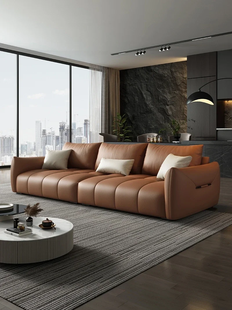 

Italian minimalist light luxury cat scratching sofa living room pine bottom three or four people straight row baby