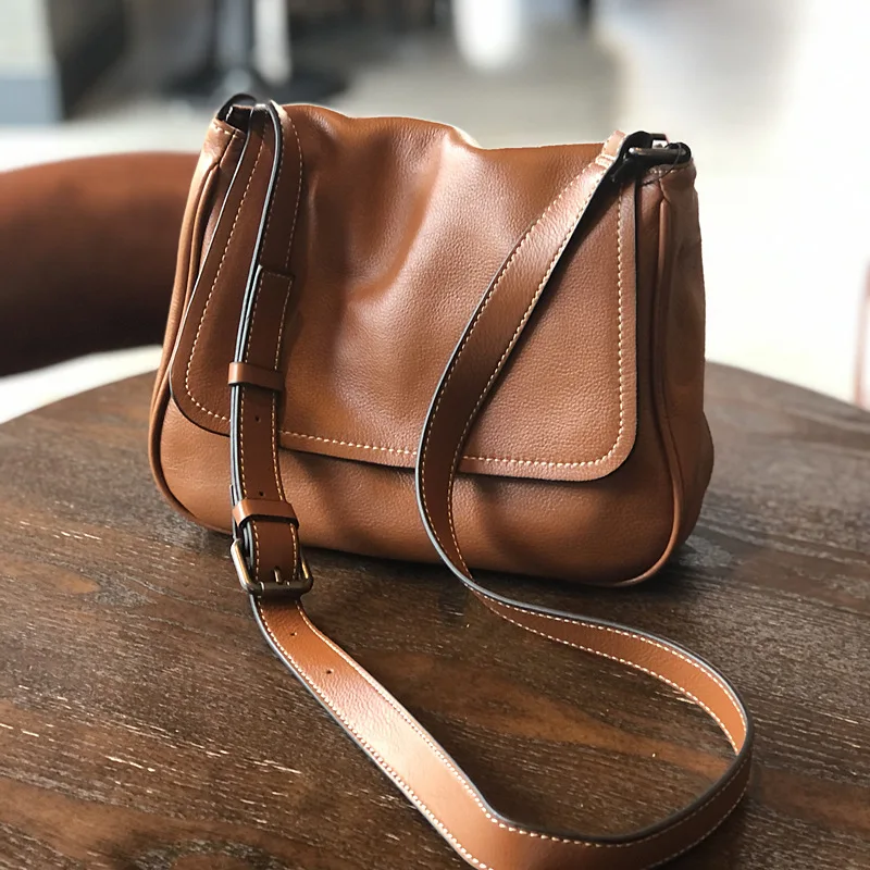

Simple Genuine Leather Women Bag Leisure Versatile Natural Real Cowhide Solid Color Shoulder & Crossbody Bags