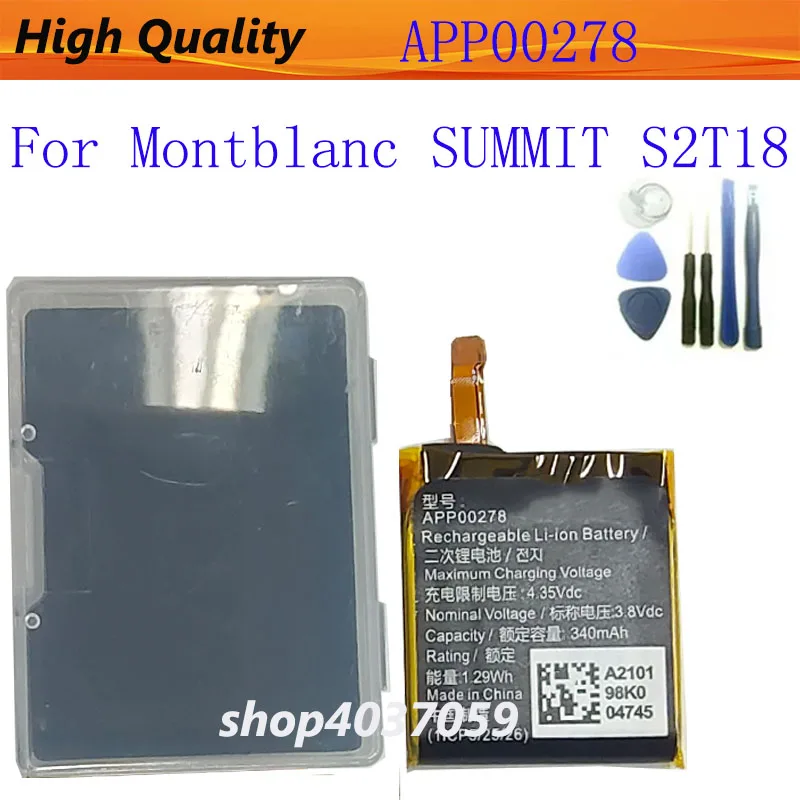

APP00278 340mAh Battery For Montblanc SUMMIT S2T18 Watch Batteria With Tools