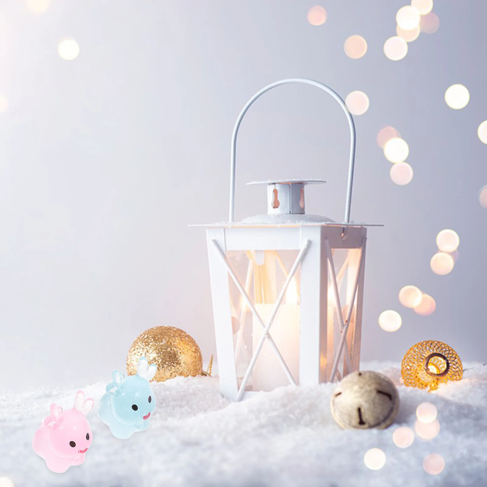 

6Pcs Glow in Dark Standing Deer Mini Christmas Ornaments Fairy Garden Resin Reindeer Decorations Xmas Table Display