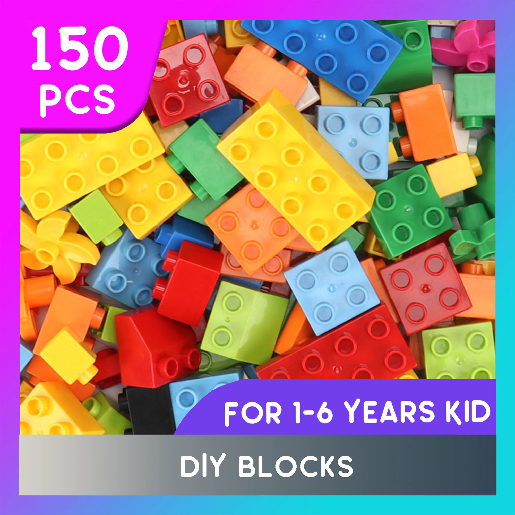 Building Blocks for Kids Toddlers 150 Piece Classic Multi-Colored Building Blocks Set for 3-6 Years Toys Gifts for Children