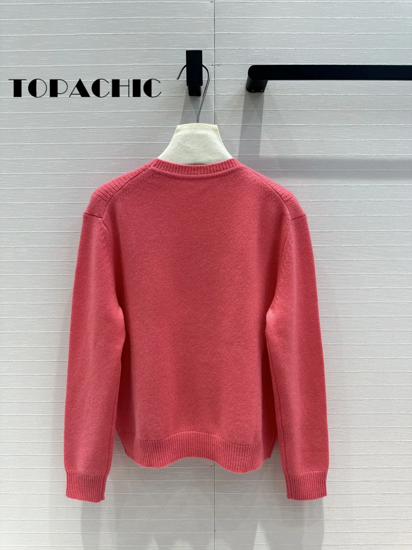 7.15 TOPACHIC-Women 100% Cashmere Ribbed Knit Simple All-matches Loose Sweater Classic O-Neck Long Sleeve Pullover Jumpers