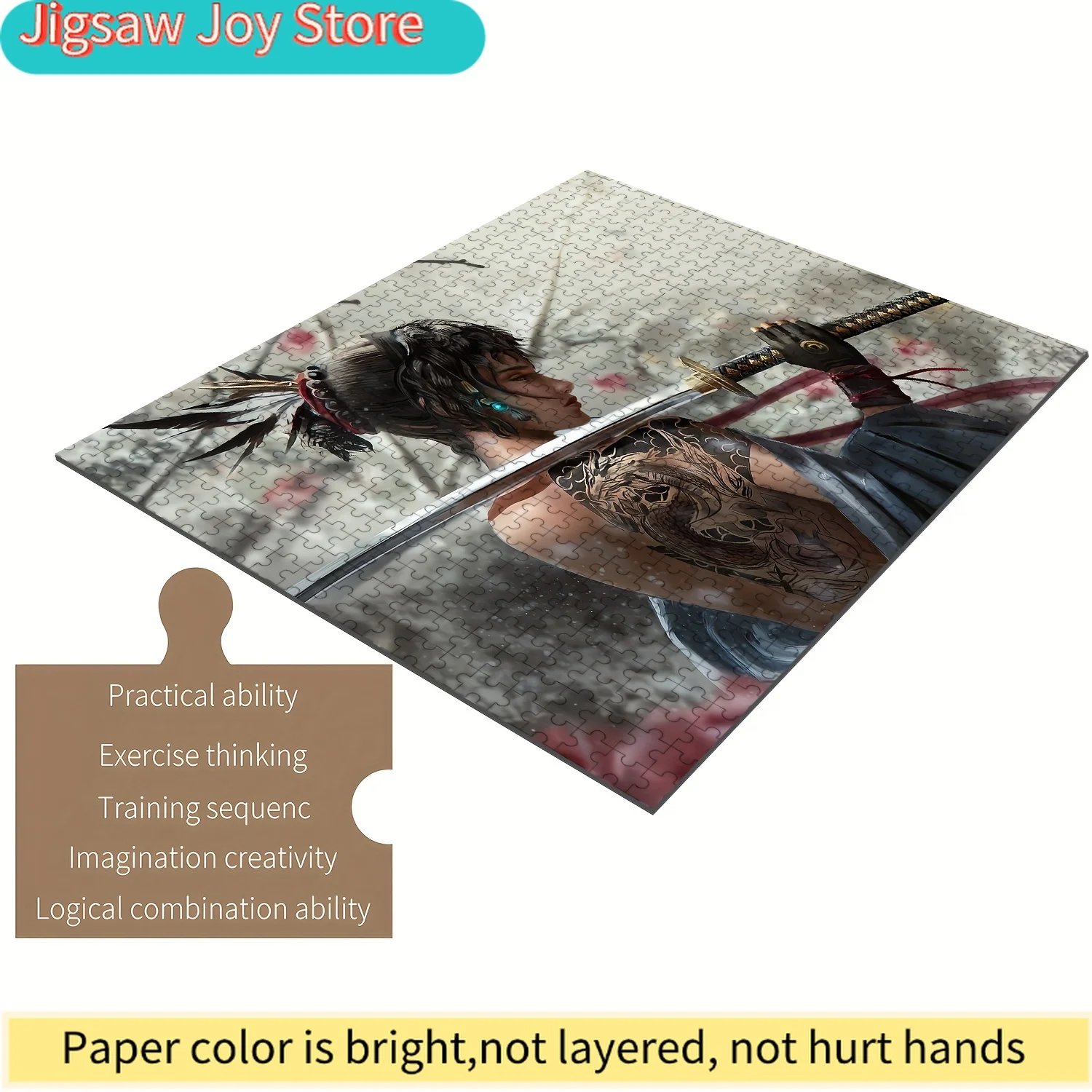 

Jigsaw Puzzle for Families - Katana Fantasy Girl - Pieces Fit Together Seamlessly - Wooden Craft Supplies