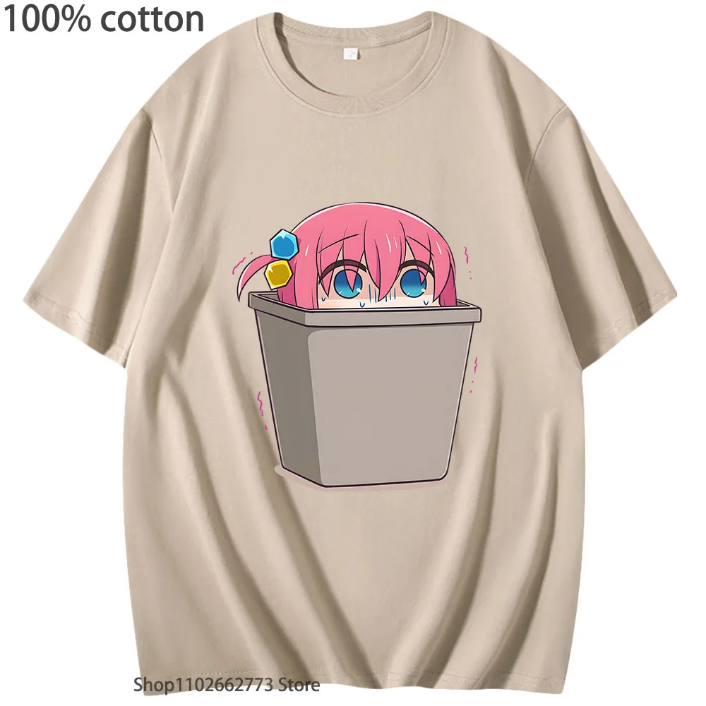 Kawaii Hitori Gotou Graphic Tshirts Bocchi The Rock Clothes Women Casual 100% Cotton T-shirts Anime Cartoon Tees High Street Top