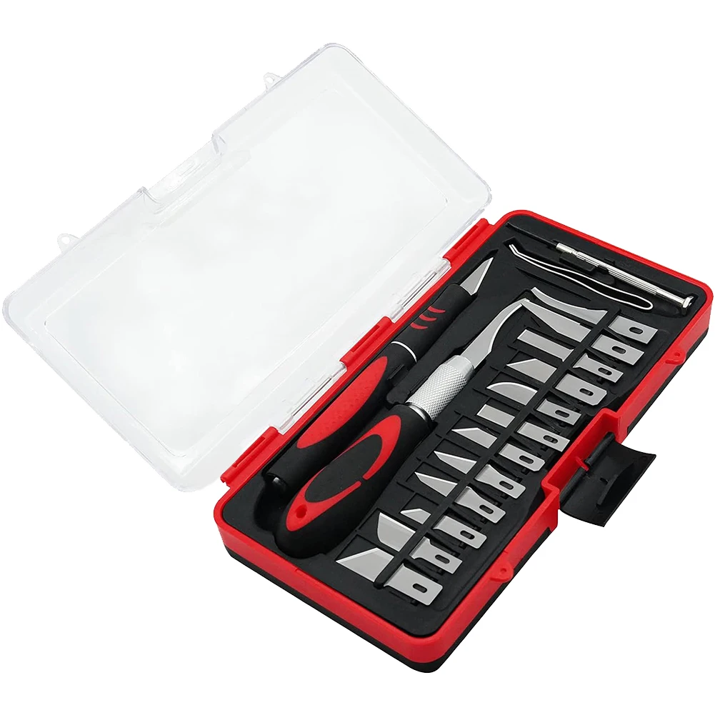18Pcs Engraving Tool Anti-Slip Handle Scalpel Craft Set Craft Engraving Cutter Set Multipurpose Sculpture Scalpel