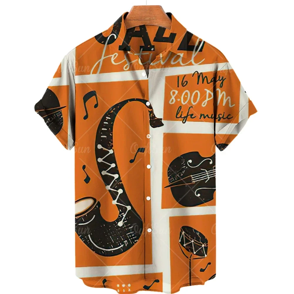 

Hawaiian Men's Short Sleeve Shirt Cocoa Tree Printed Short Sleeve Top Lapel Shirt Single Button Men's Shirt Beach Casual Shirt