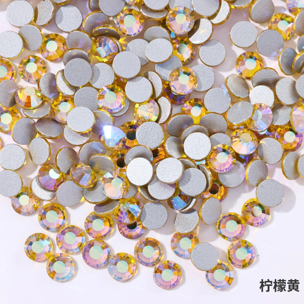 żółty kolor ss3-ss30 Glitter Crystal Non Hotfix Rhinestones стразы Strass Nails Diamond Crystals 네일파츠 for vestidos Nail Charms