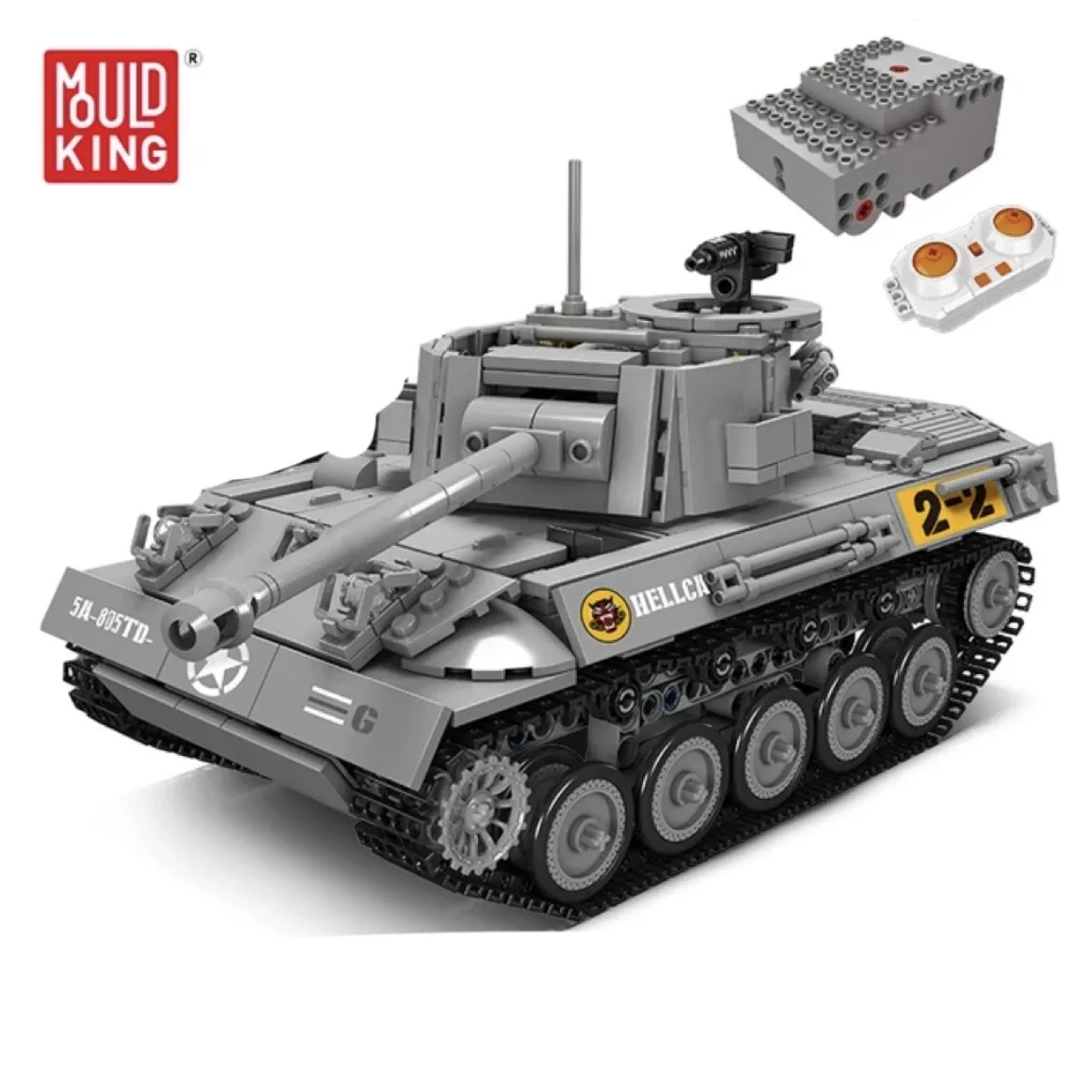 Mal King 20032 Technische Militaire Tank Bouwsteen Rc M18 Hellcat Tank Baksteen 3d Puzzel Montage Speelgoed Kerstcadeau Voor Kinderen