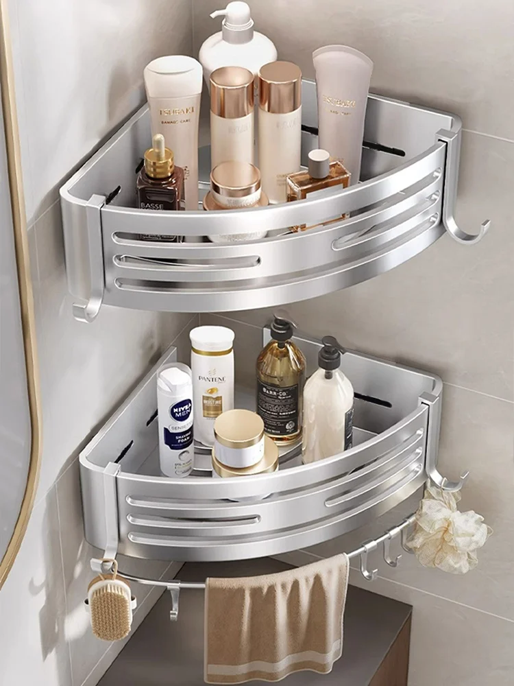 Badezimmer-Aufbewahrungsregal, Ohne Bohren, Dreieckiger Korb, Duschraum, Toiletten-Aufbewahrung, Duschgel, Handwaschregal