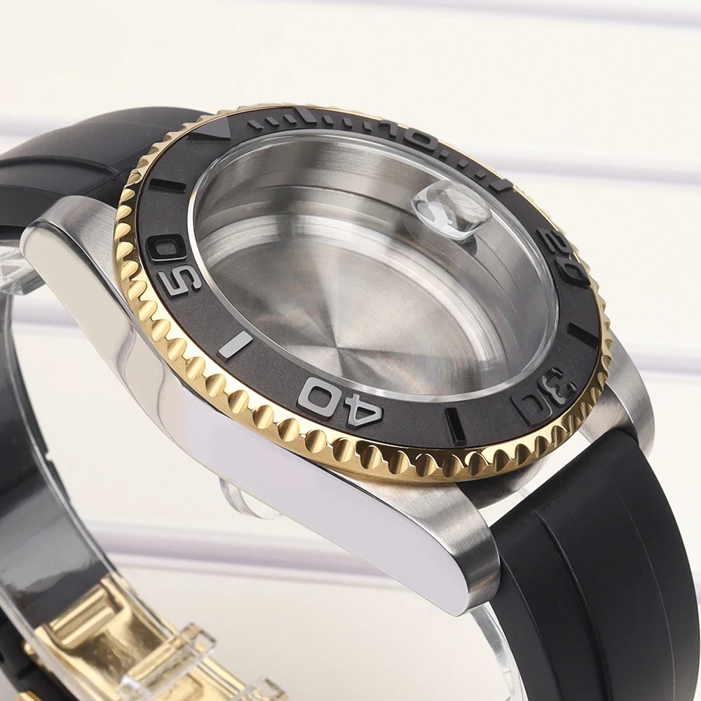 40mm 20ATM Uhrengehäuse NH 35 Gummiarmband Saphirglas für NH35 NH36 NH34 4R 7S26 Miyota 8215 ETA 2824 Gold Silber Gehäuse NH35 Yacht – Detail 4