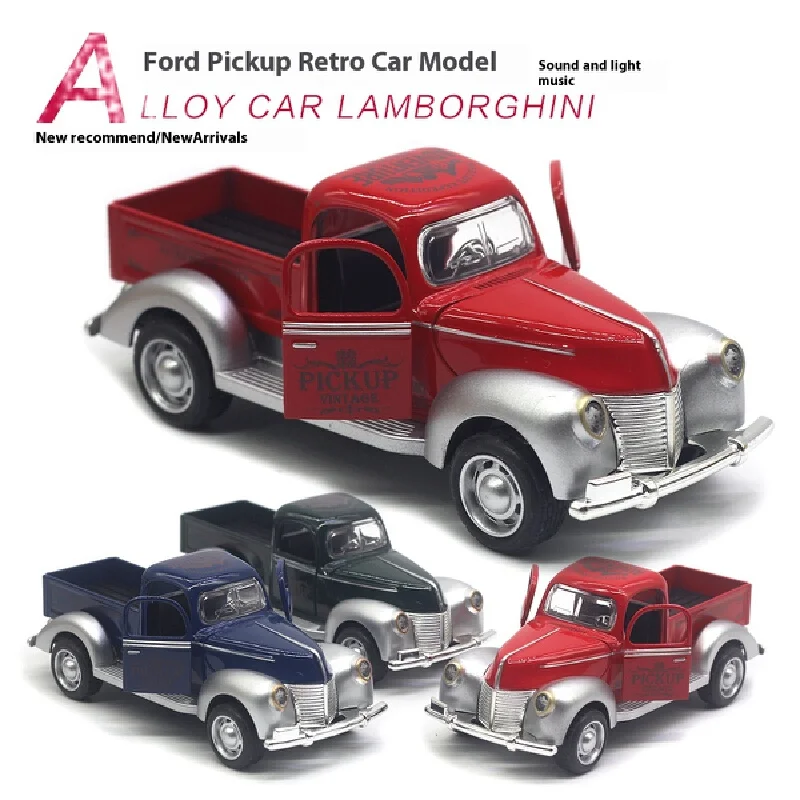 1: 32 Alloy Pickup Truck Classic Vintage Car Model Children'S Toy Decoration Rebound Car Sound And Light Pressure Casting Puzzle