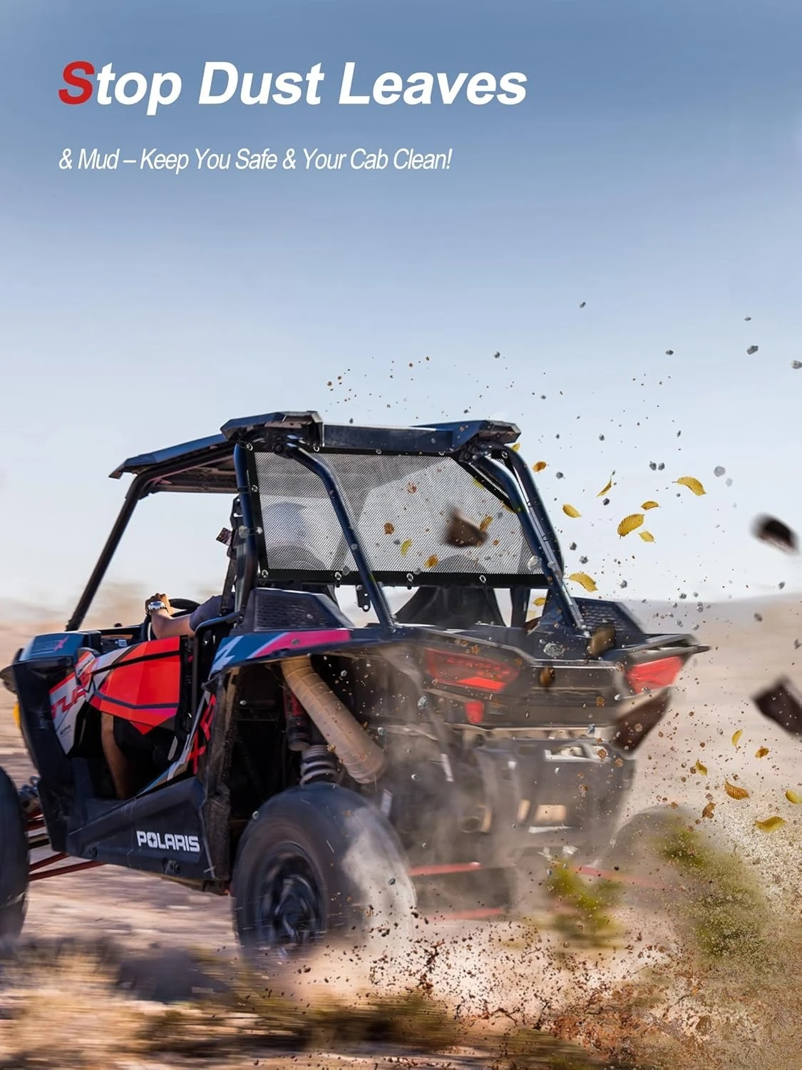 For RZR 570 800 900 1000 XP Turbo (2 Seater 2015-2024) XP 1000 (2014-2021) Polaris RZR Rear Window Mesh Net  - Dust-Proof & UV50