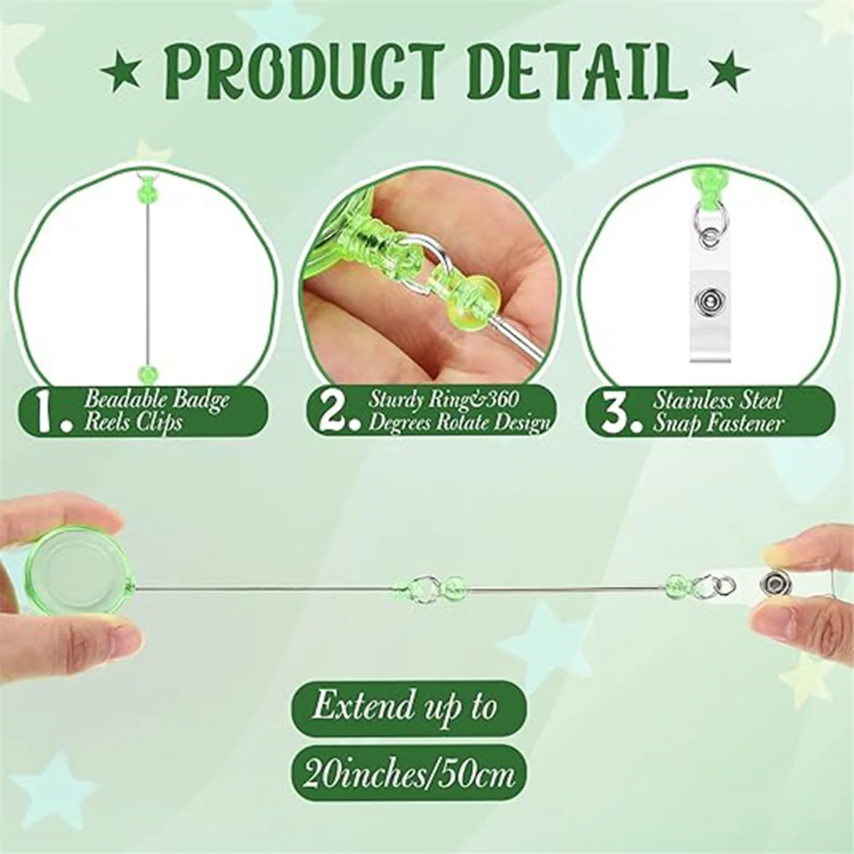 24 pz Beadable Badge Reel Retrattile Clip di Supporto per Perline Bulk Barra Vuota Nome ID per Infermiera Insegnante Forniture Per Ufficio CX