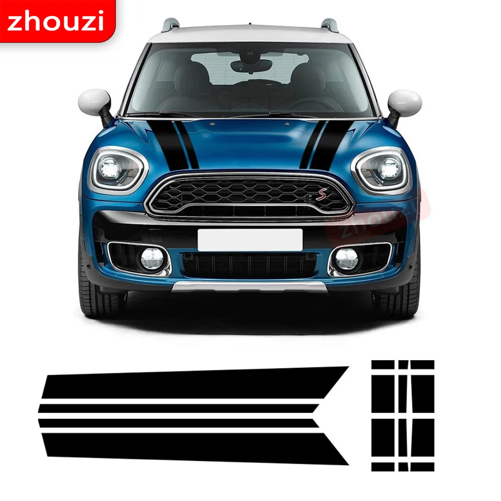 

Car Styling Hood Bonnet Cover Decal Side Skirt Racing Stripes Rear Trunk Stickers for Mini Cooper Countryman f60 (without all4)