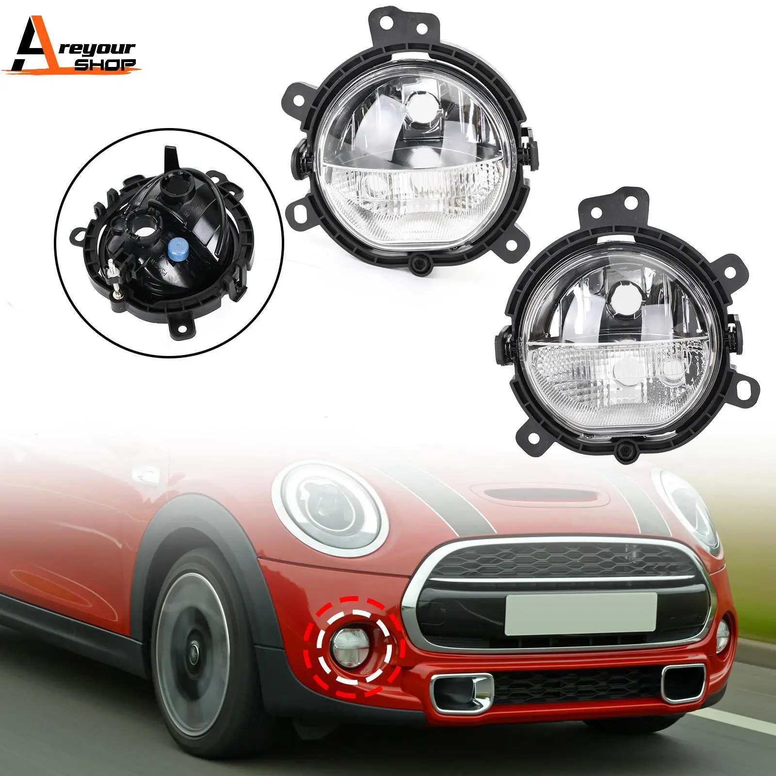 

Areyourshop Front Bumper Left & Right Fog Light Cover For BMW For Mini Cooper 14-17 Clubman