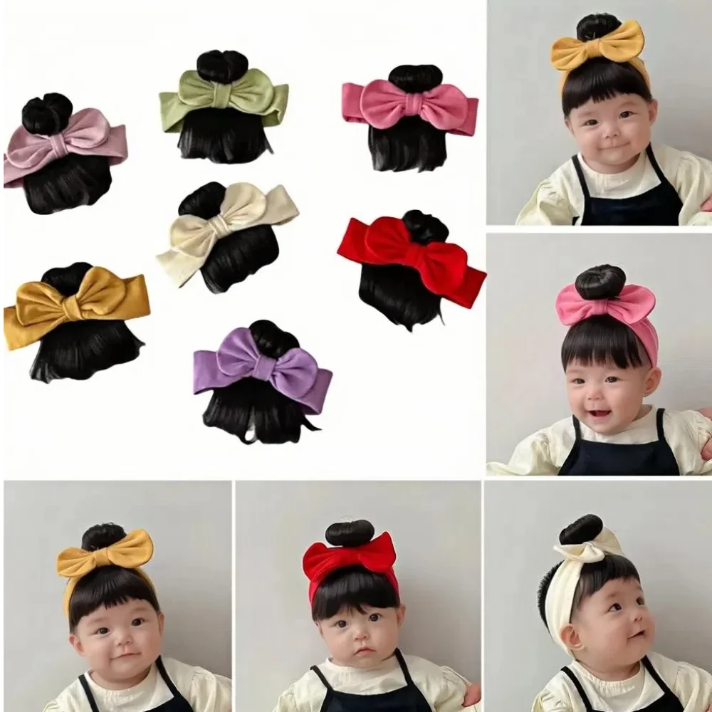

Fashionable Lovely Baby Bangs Wig Headband Bow Knot Soft Headwear Lightweight Breathable Hairpiece Newborns Accessories