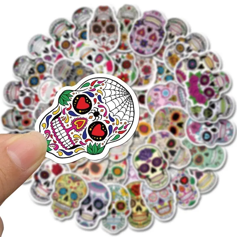 10/50PCS Mexican Calaver Sugar Skull Graffiti Stickers DIY Motorcycle Skateboard Laptop Luggage Decals Car Styling Sticker Toy