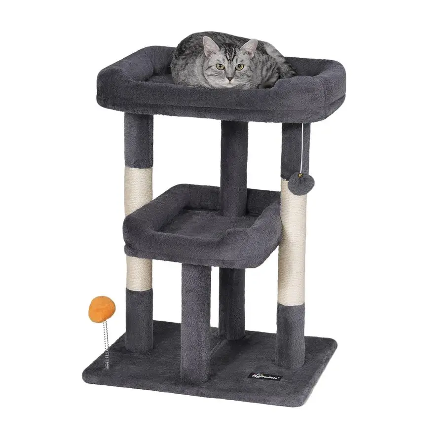 27.6Inch Cat Tree, Cat Tower for Indoor Cats, Cat Condo for Large Cats, Small Cat Tree with Scratching Post, Toy Balls, for Kitt