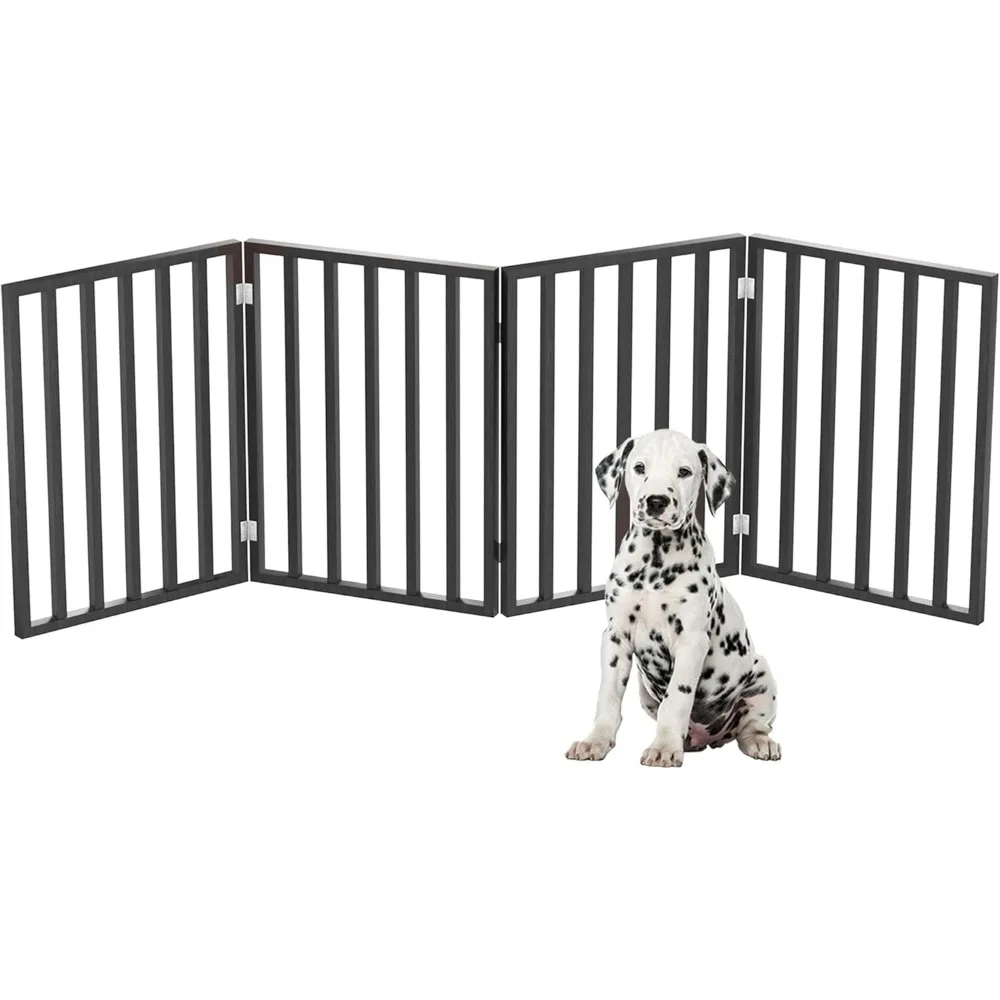 

4-Panel Folding Dog Gate for Stairs or Doorways - Freestanding Pet Fence for Cats and Dogs