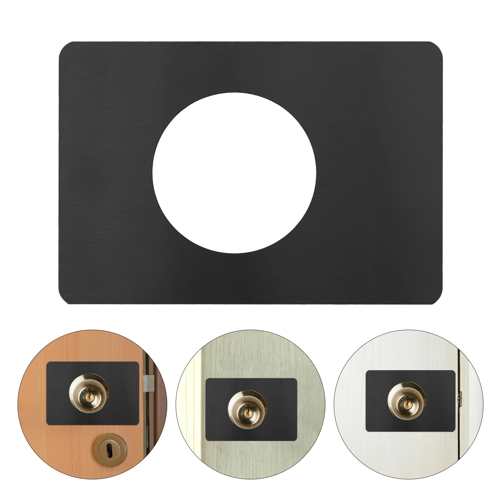 

4pcs Repair Plate Stainless Steel Knob Fixing Reinforcement Backplate Hole Cover Black Lock Stabilizer Wood Door Compatible Easy