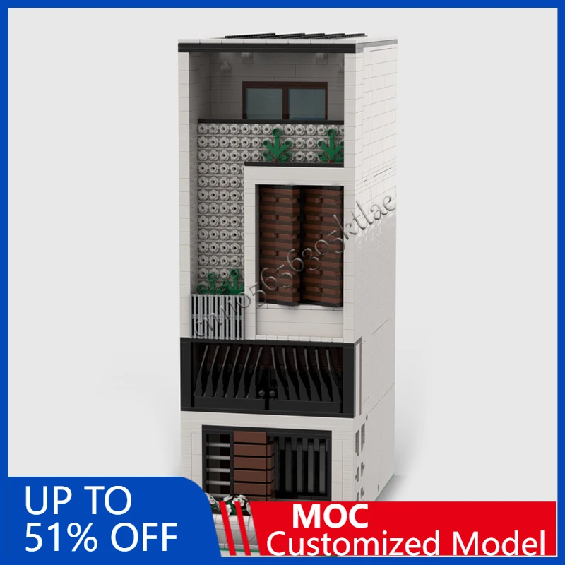 2201 PCS House Street Modern Townhouse MOC Customize Modular Building Block Simple Popular Kids Creative DIY Assembly Toy Gift