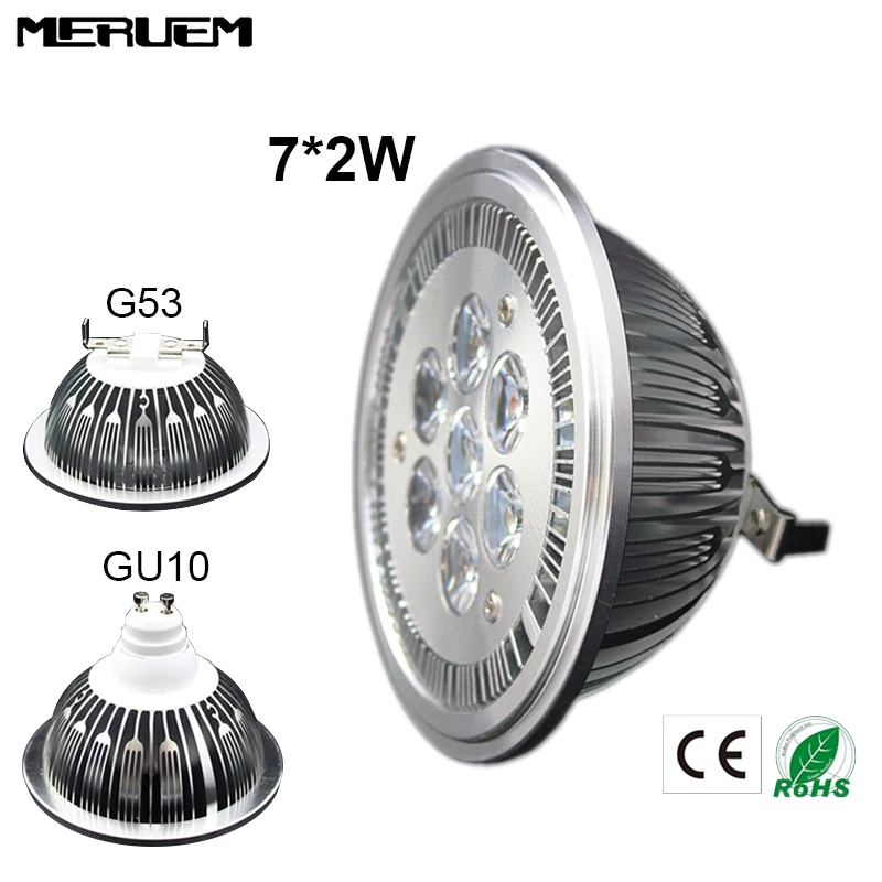 G53/GU10 ES111 QR111 AR111 светодиодный lamp 14W Spotlights 7*2w lights Warm White /Nature White/Cool White вход DC 12V/AC85-265V