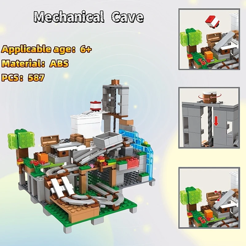 Blocos de construção de edição especial The Cave Village com bonecos de ação Steve compatíveis com meu mundo conjunto de brinquedos presentes de aniversário
