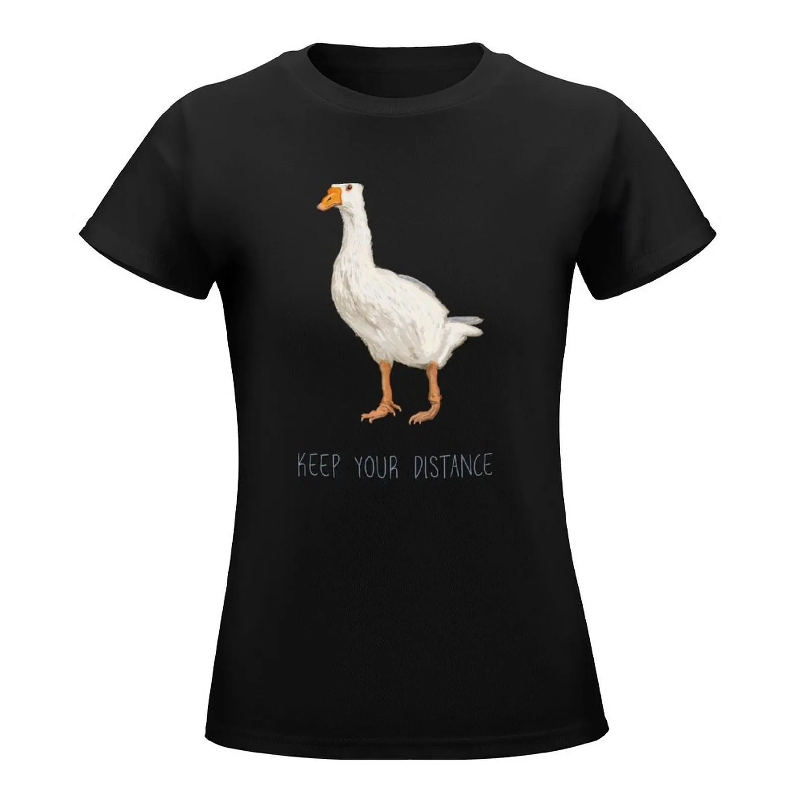 Keep your distance Goose T-Shirt hippie clothes summer top female Female clothing t-shirts for Women loose fit