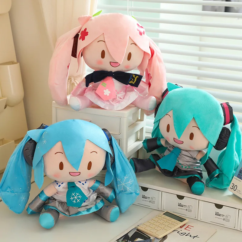 30cm Cartoon Hatsune Miku Plush Toy New Bow Miku Preciality Sakura Hatsune Miku Plushies Sleeping Doll Soft Gifts Girl