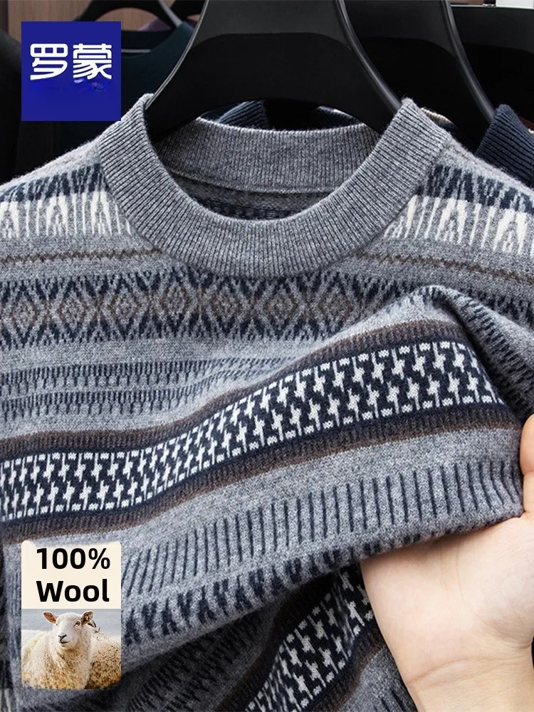 

Rn 00% Pure Wool Knitted Sweater f High Collar Men's Faion Autumn Winter New Sle Casual Wear Comfortable Soft Fabric