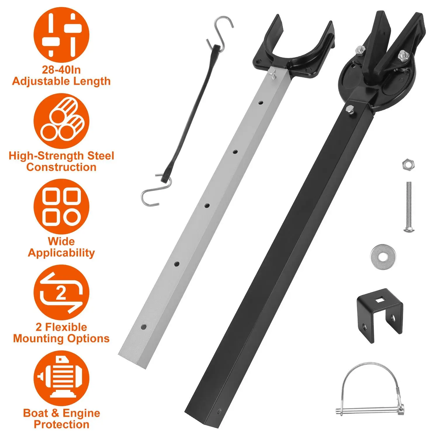Adjustable outboard engine bracket, stern plate protection bracket
