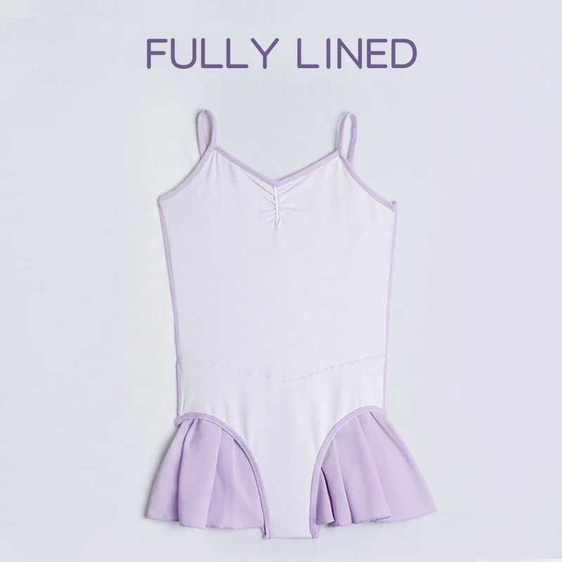 Girls Ballet Dress Kids Cotton Suspender Chiffon Dress Sleeveless Cross Strap Dance Wear Leotards Swimwear