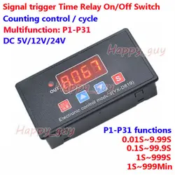 DC 5V/ 12V/ 24V LED Display Signal Trigger Delay Time Turn ON/OFF Counting Time Cycle Timer Relay Switch Delay Module+Case Cover