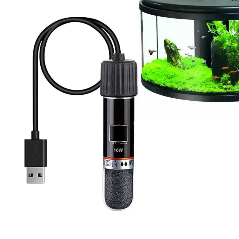 1 PCS 10W USB Mini Aquarium Heater 26 Degrees Constant Temperature Submersible Small Fish Tank Heat Rod Temperature Controller