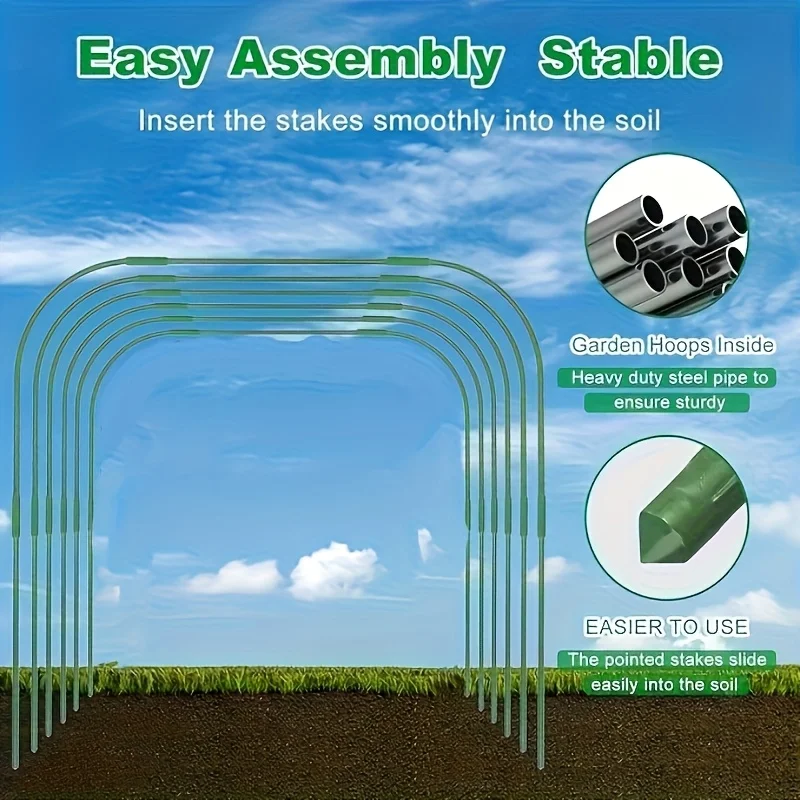 6 مجموعات من أطواق الدفيئة للأسرّة المرتفعة، أطواق الحديقة نفق حديقة خالي من الصدأ قابل للفصل لنسيج الحديقة، أطواق الحديقة تنمو Tu #2