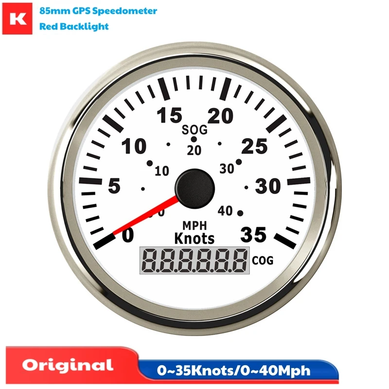

85mm 0-35Knots Show GPS Speedometers 0-40MPH Marine Waterproof Speed Indicators Cog 0-360Degree Speed Gauges with GPS Antenna