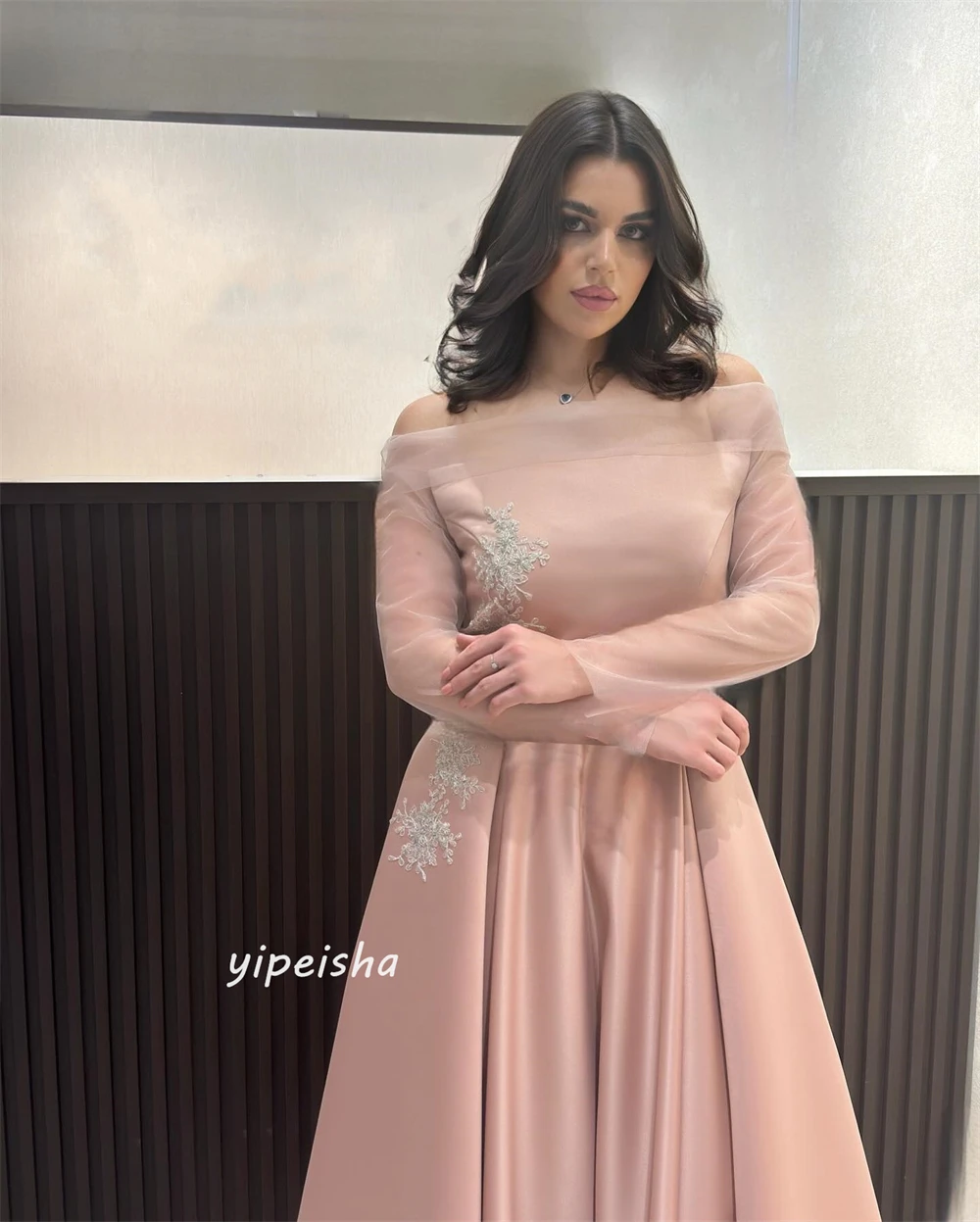 Prom Dress Saudi Arabia Satin Embroidery Formal Evening Ball Gown Off-the-shoulder Bespoke Occasion Gown Long Dresses