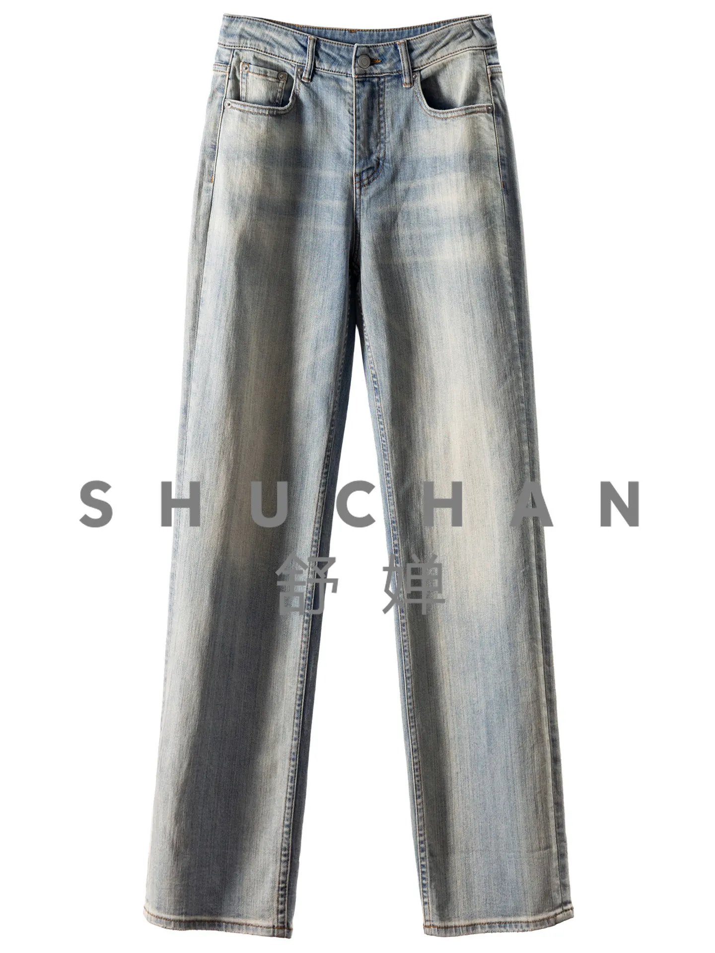 

Джинсы женские прямые зауженные с высокой талией, в стиле французского ретро, с эффектом потертости, модель 93I2, для уличного стиля