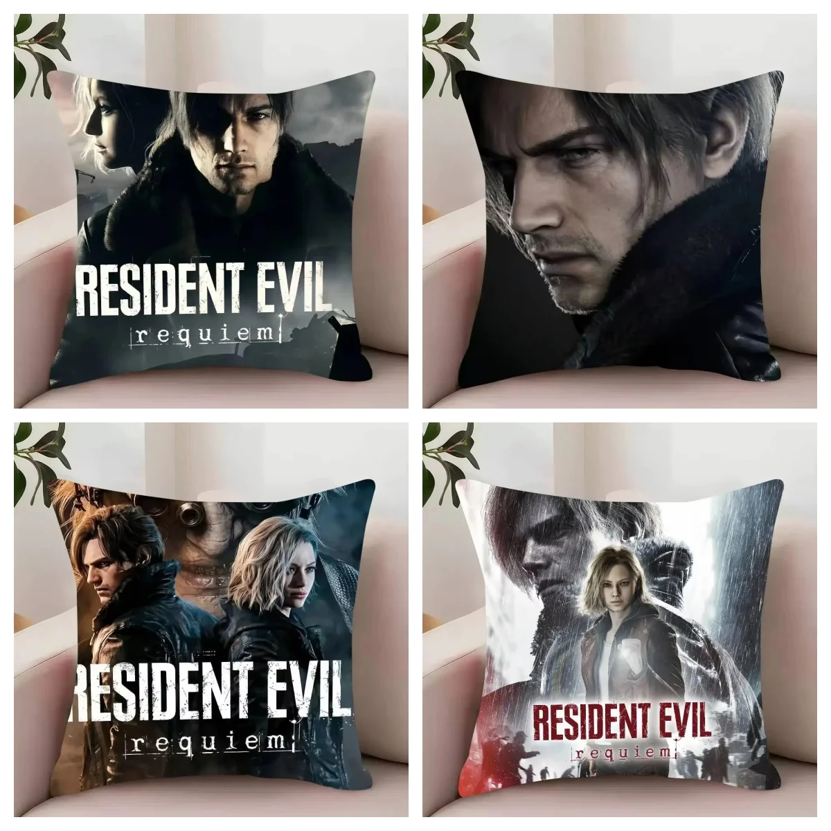 1pc Resident Evil Leon Kennedy Print Pillow Case, Soft Polyester Double-Sided Cushion Cover for Home Living Room & Car Interior