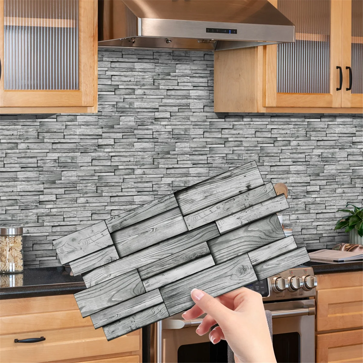 A002 12 Uds pegatina de pared autoadhesiva Panel de pared de ladrillo de imitación pelar y pegar azulejo de cocina contra salpicaduras pegatina de azulejo de pared de baño