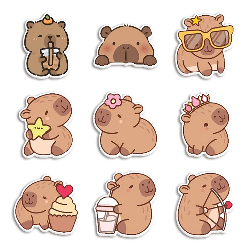 10pcs/lot Capybara Resin Planar Transparent Glitter Acrylic Flatback for Notebook Cover Decal Planner Journal DIY Supplies Gift