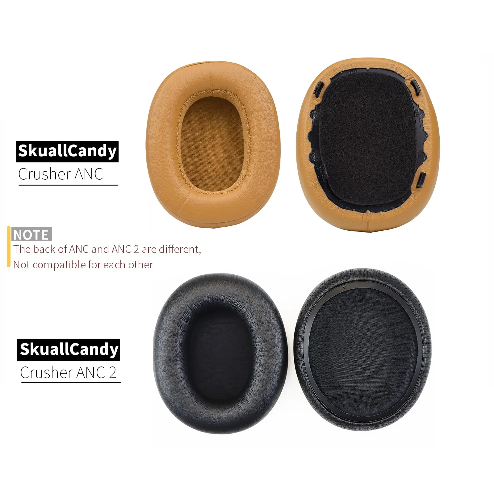 ANC 2 over-ear pads, cancelamento de ruído, auscultadores sem fios, copos de substituição, compatível com Skullcandy Crusher