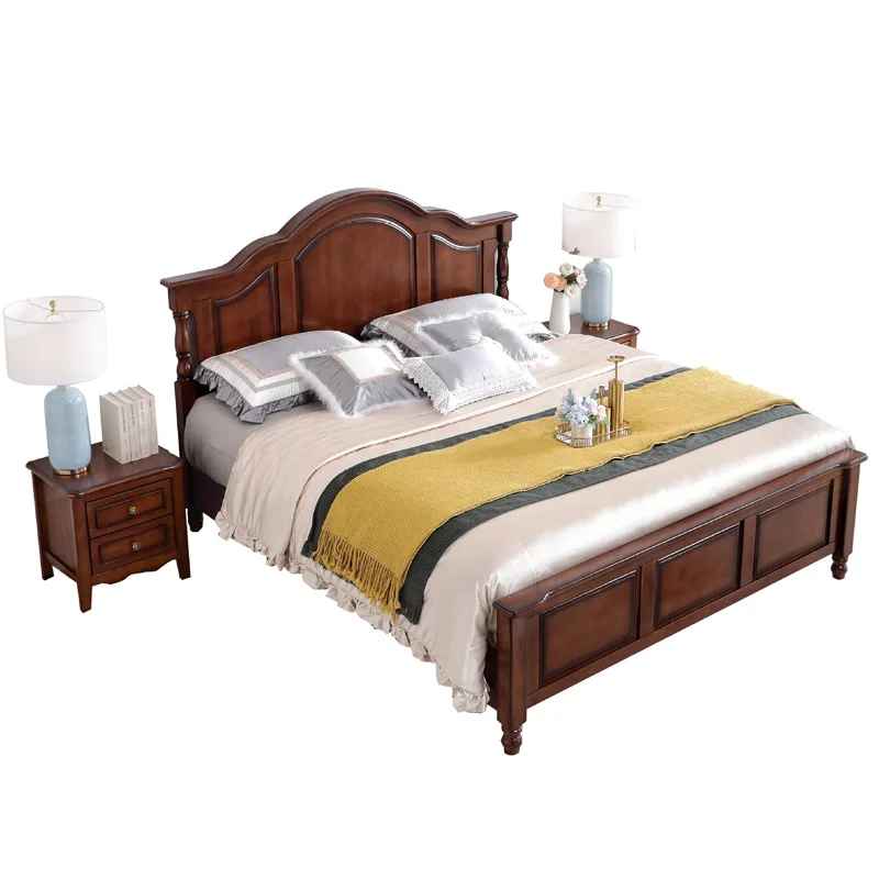 

American country, all solid wood bed, modern simple 1.8 double bed